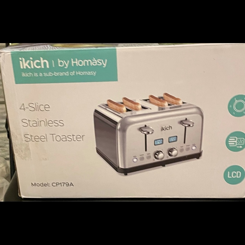 Ikich 4 slice stainless steel toaster
